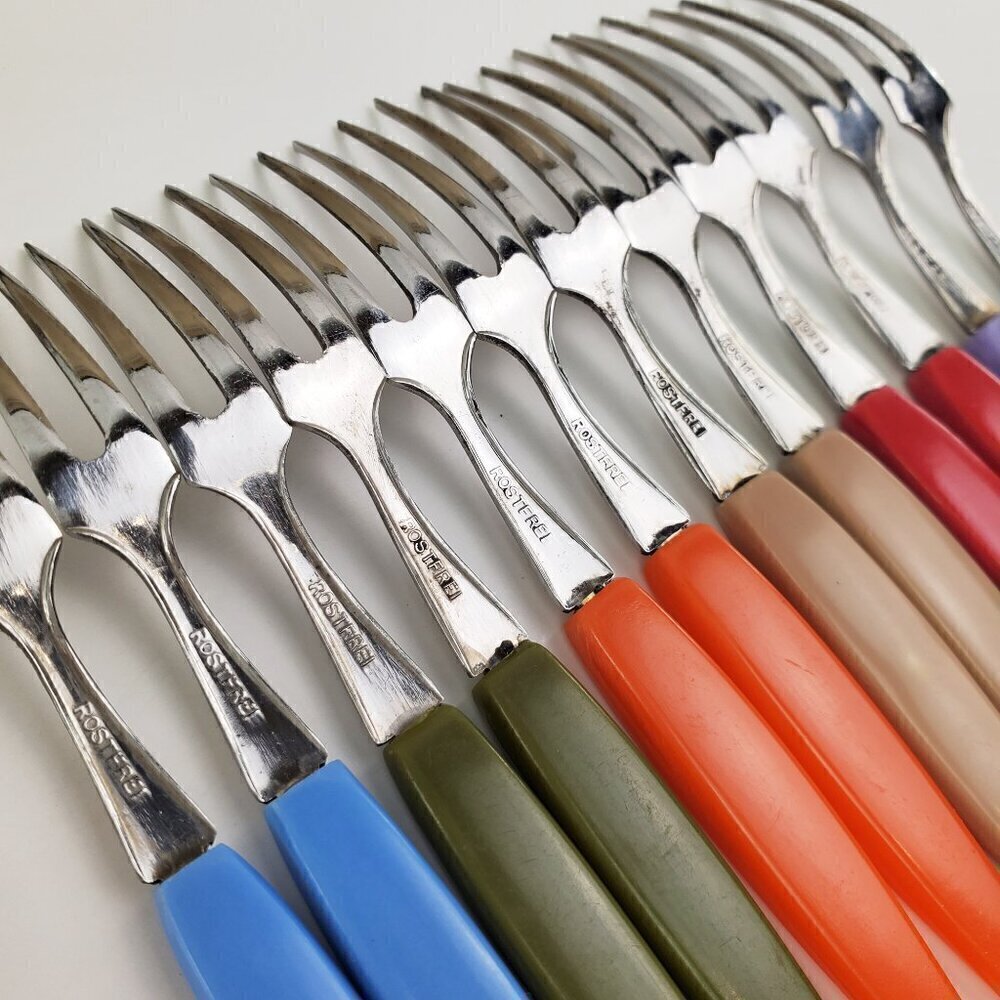 German Cocktail Little Forks Vintage Rostfrei Stainless Steel No. 866 Set 12 MCM - Picture 10 of 12